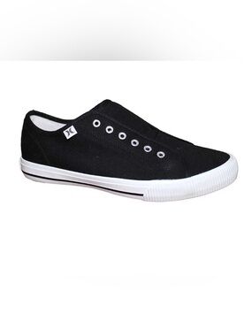 Hurley Black Canvas Slip-On Sneakers with White Soles
